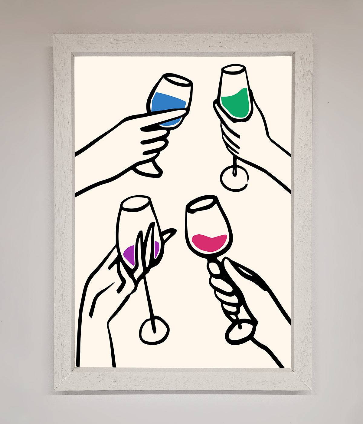 Cheers Wine Glasses Framed Wall Art print