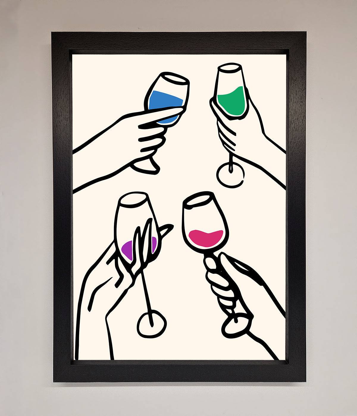 Cheers Wine Glasses Framed Wall Art print