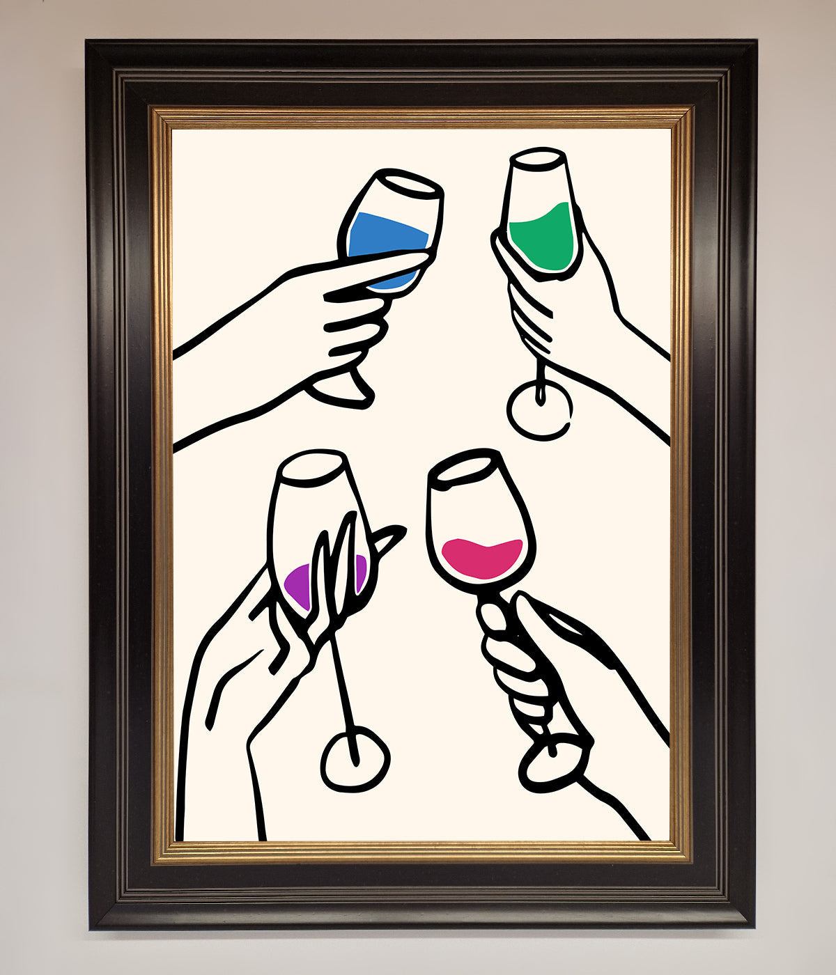 Cheers Wine Glasses Framed Wall Art print