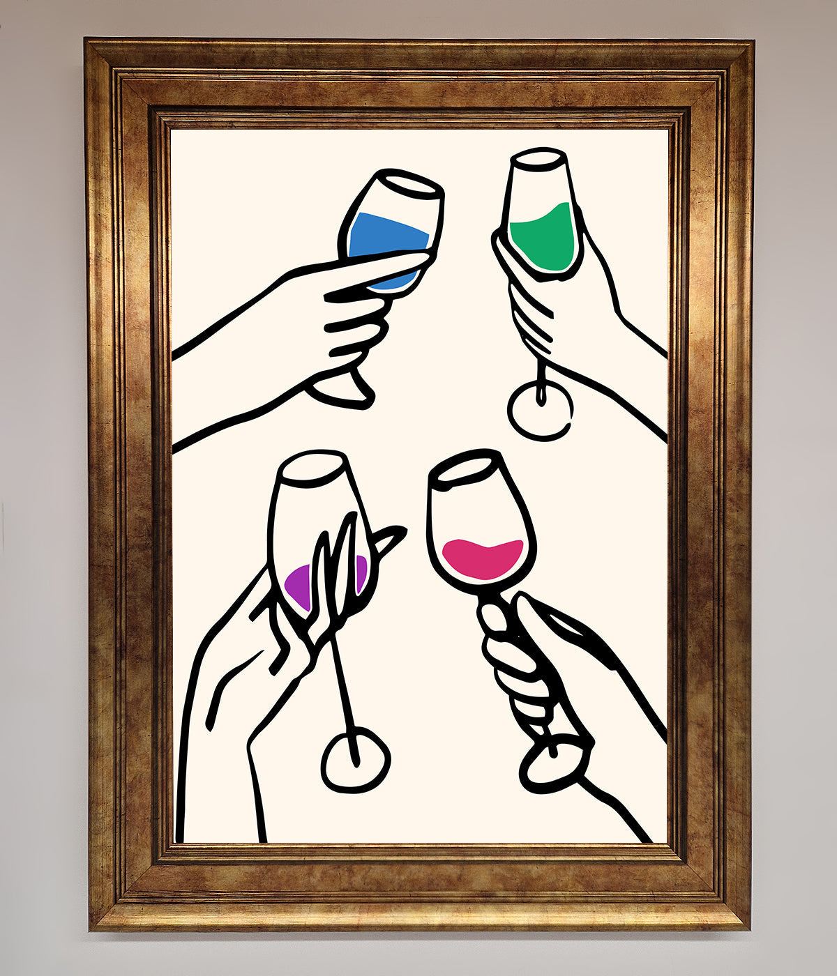 Cheers Wine Glasses Framed Wall Art print