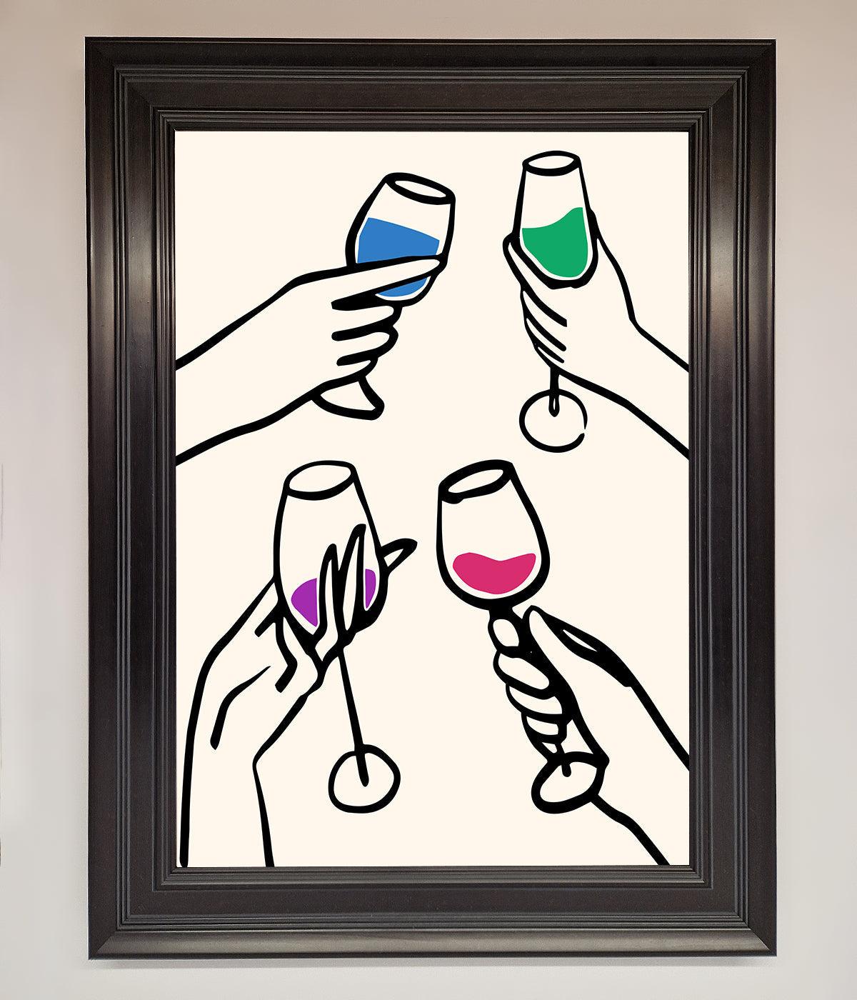 Cheers Wine Glasses Framed Wall Art print