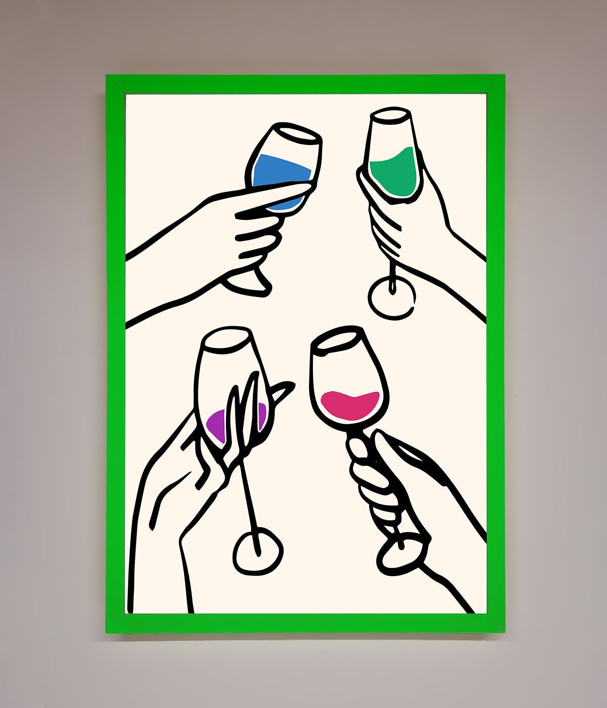 Cheers Wine Glasses Framed Wall Art print