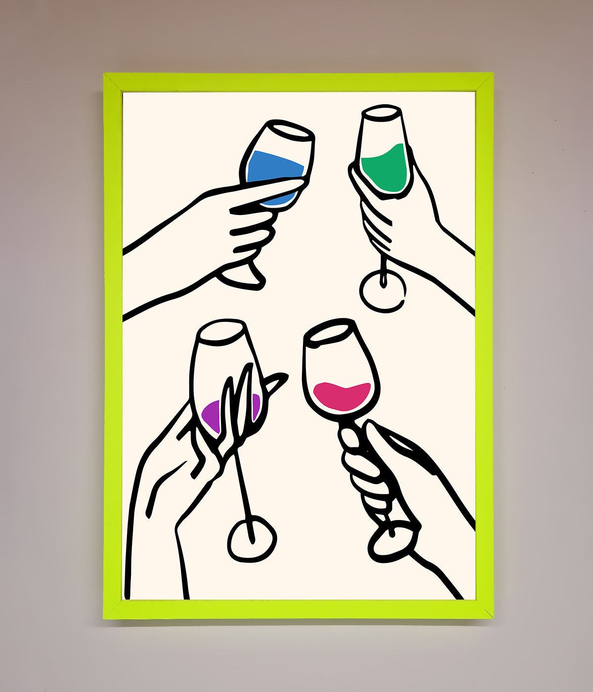 Cheers Wine Glasses Framed Wall Art print