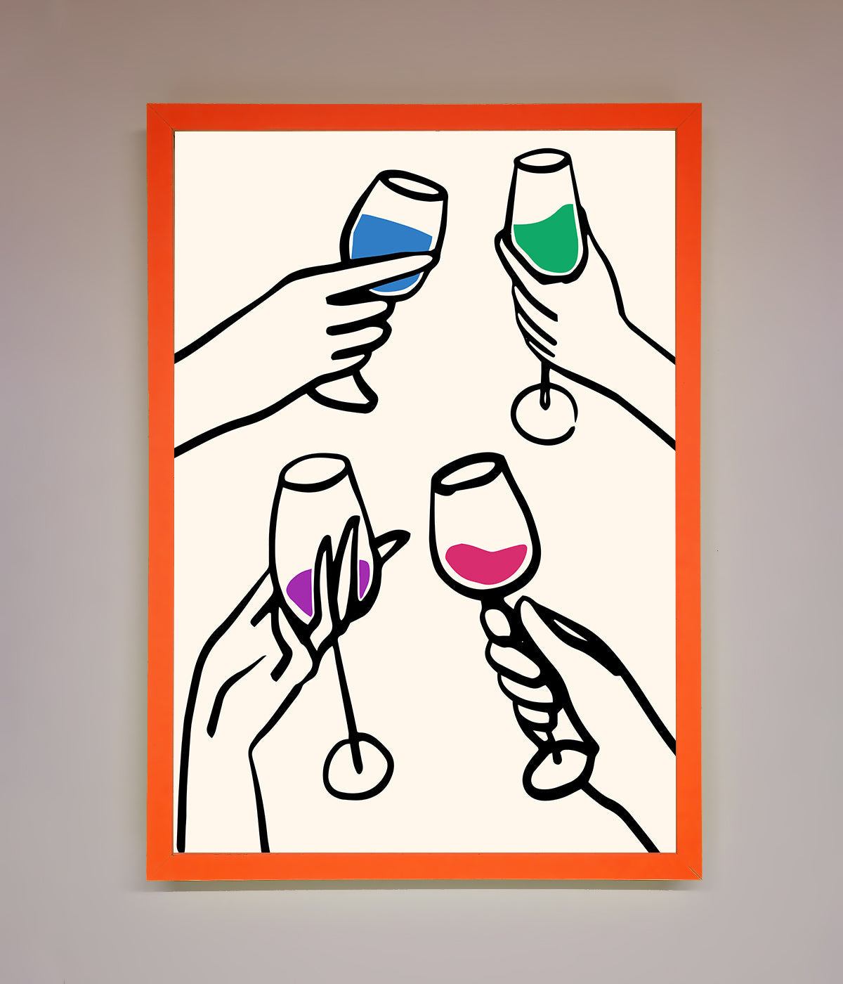 Cheers Wine Glasses Framed Wall Art print