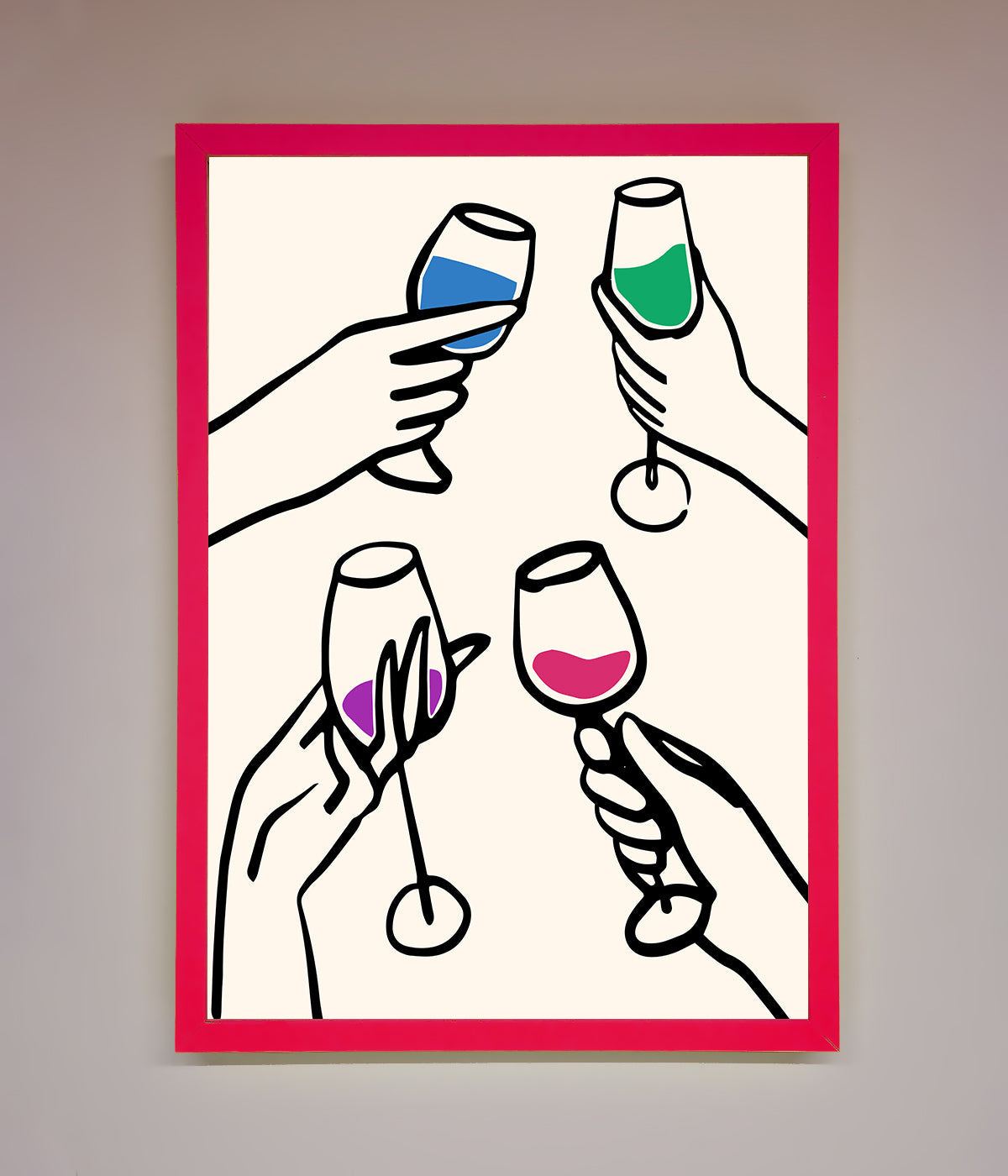 Cheers Wine Glasses Framed Wall Art print