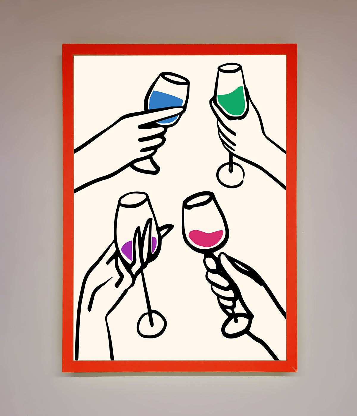 Cheers Wine Glasses Framed Wall Art print