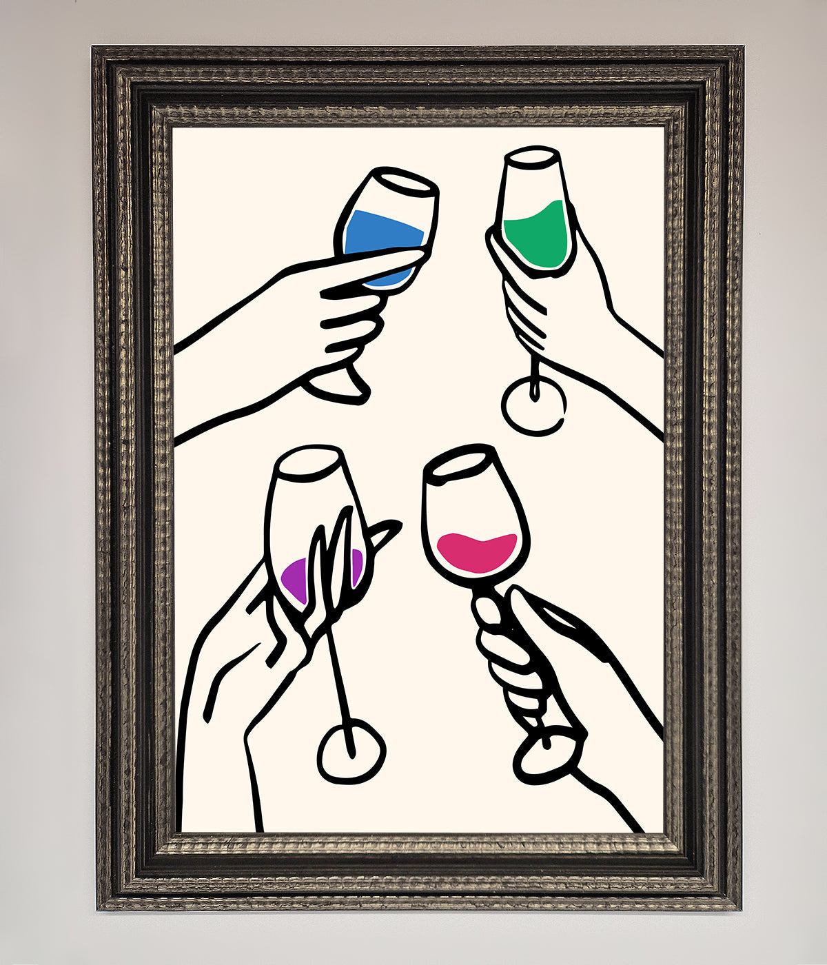 Cheers Wine Glasses Framed Wall Art print