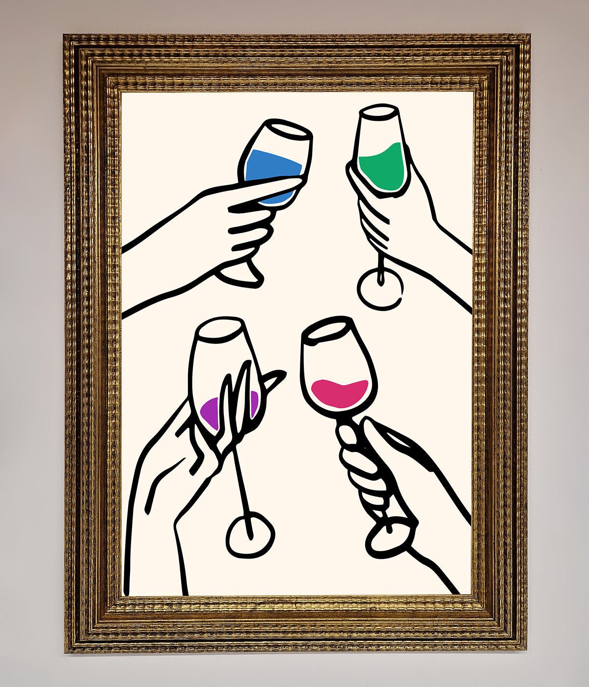 Cheers Wine Glasses Framed Wall Art print