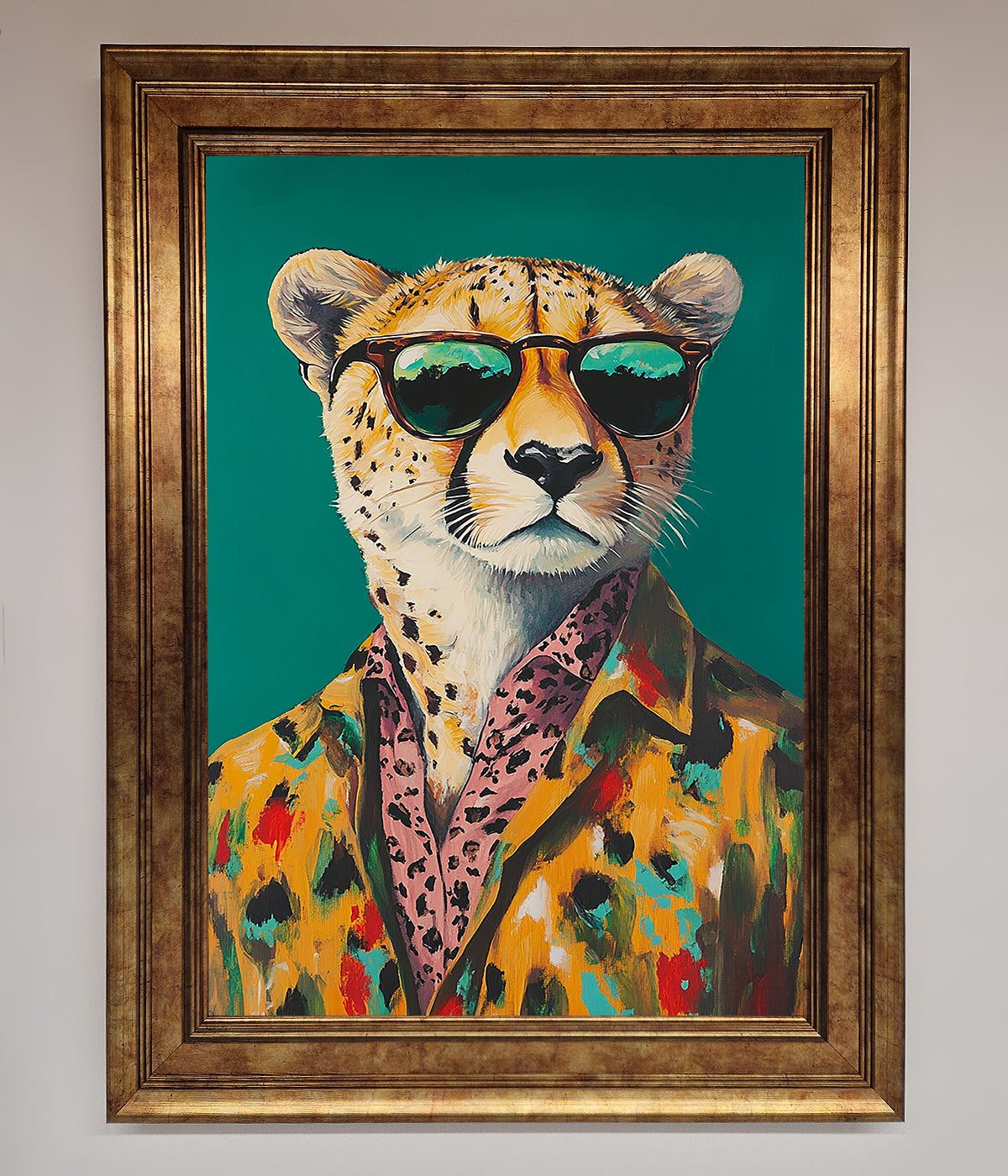 Cheetah With Sunglasses Framed Print print