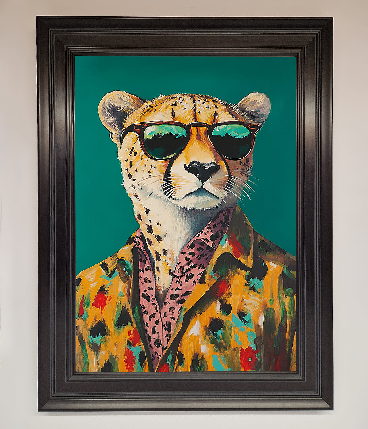 Cheetah With Sunglasses Framed Print print