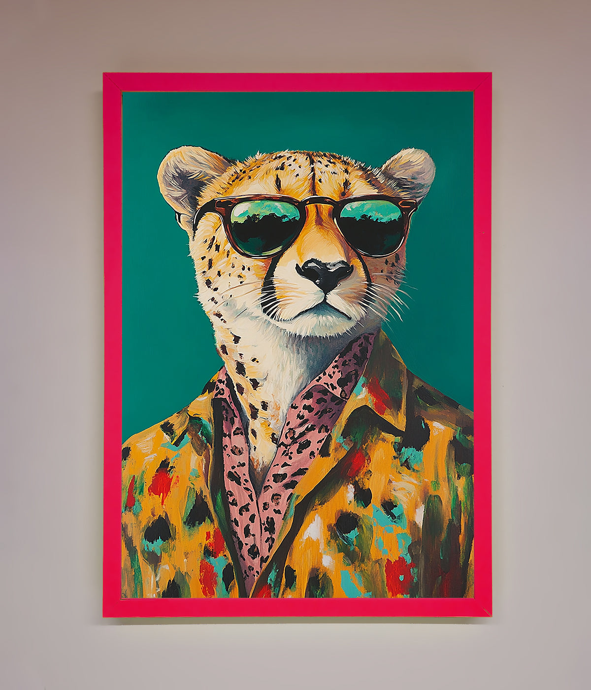 Cheetah With Sunglasses Framed Print print