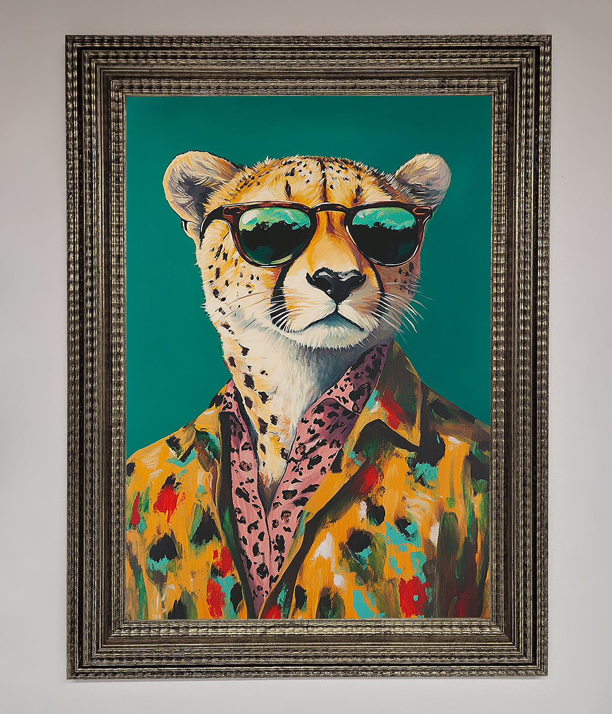 Cheetah With Sunglasses Framed Print print