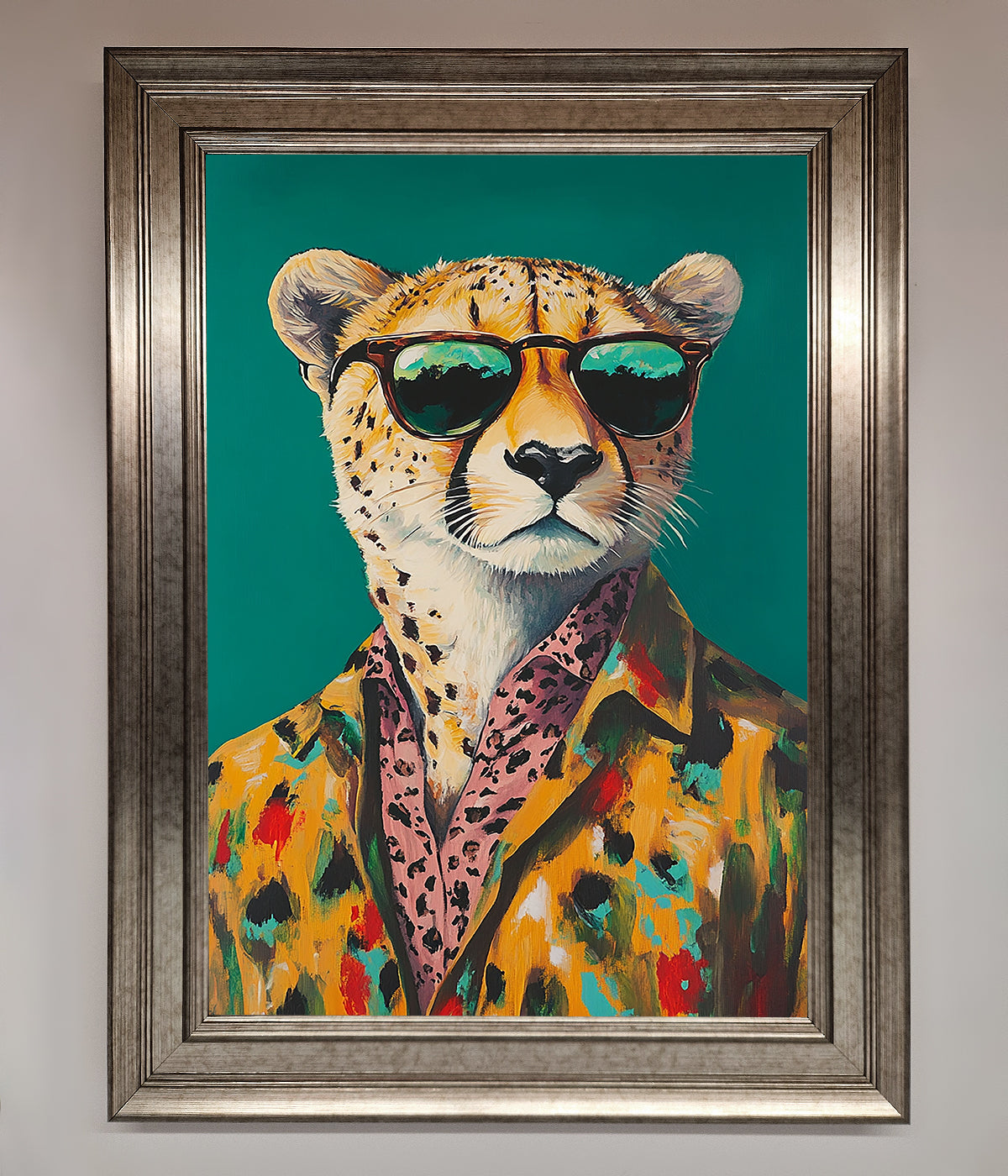 Cheetah With Sunglasses Framed Print print