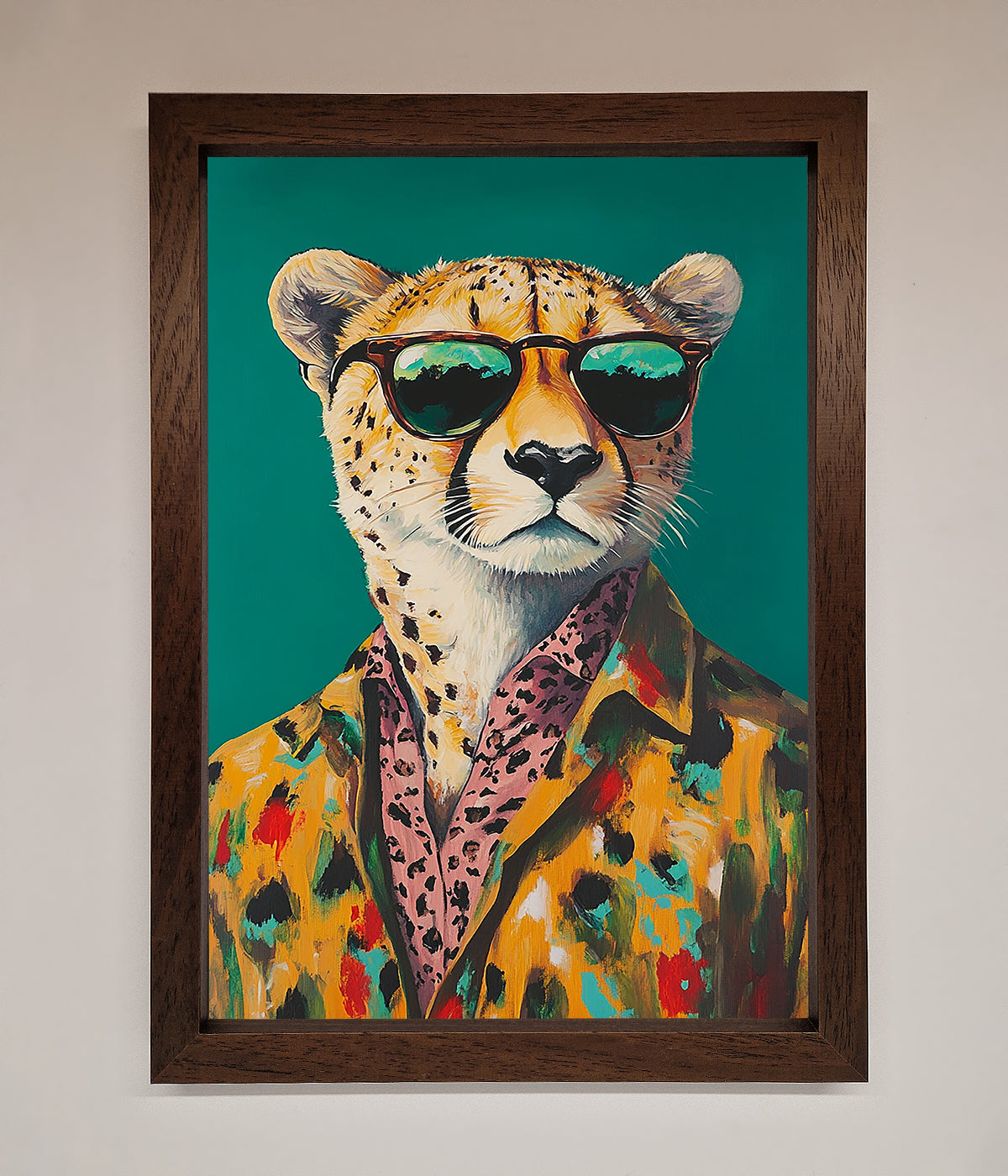 Cheetah With Sunglasses Framed Print print