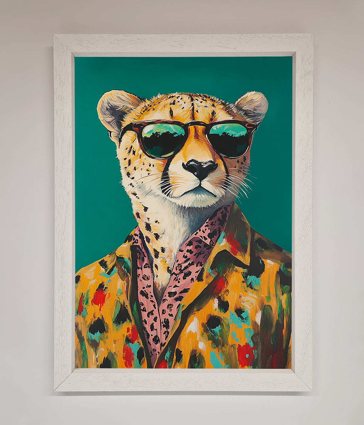 Cheetah With Sunglasses Framed Print print