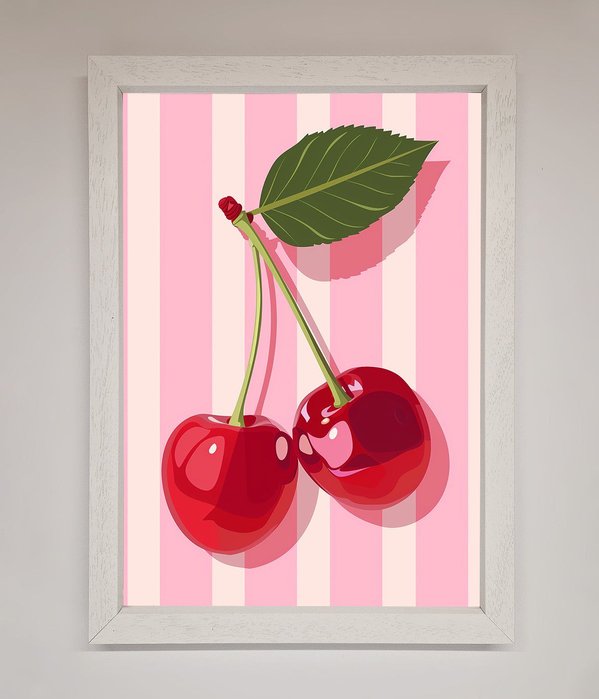 Cherries On Stripes Framed Print print