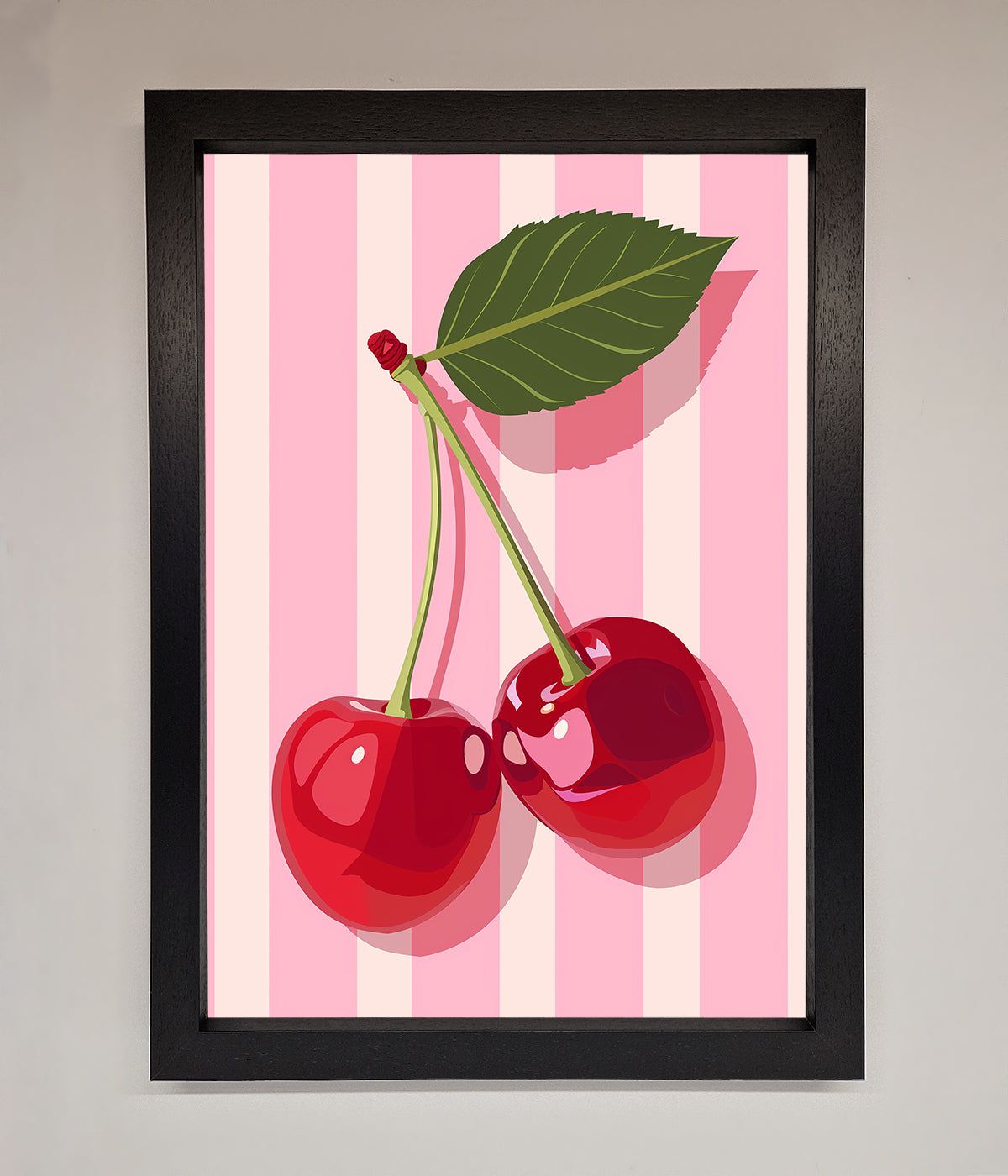 Cherries On Stripes Framed Print print