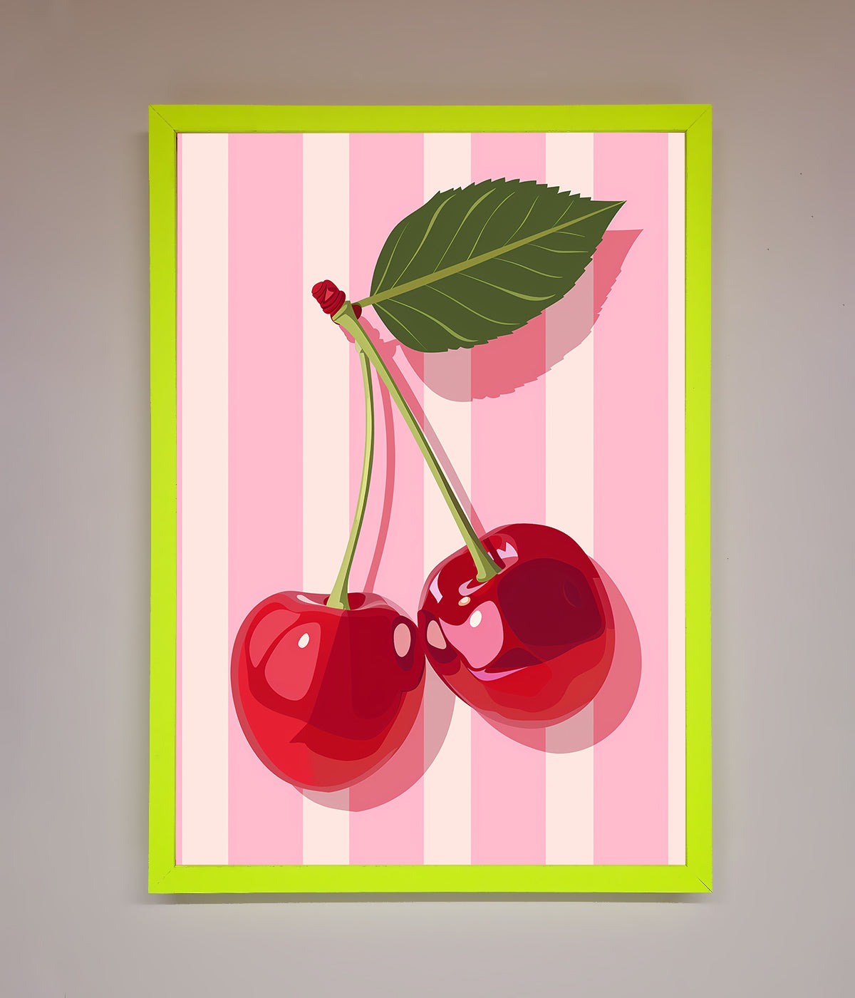 Cherries On Stripes Framed Print print