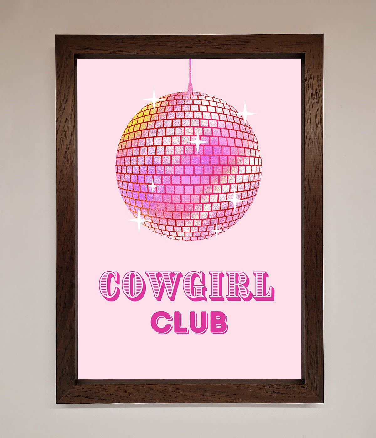 Cowgirl Club Disco Ball Framed Print print