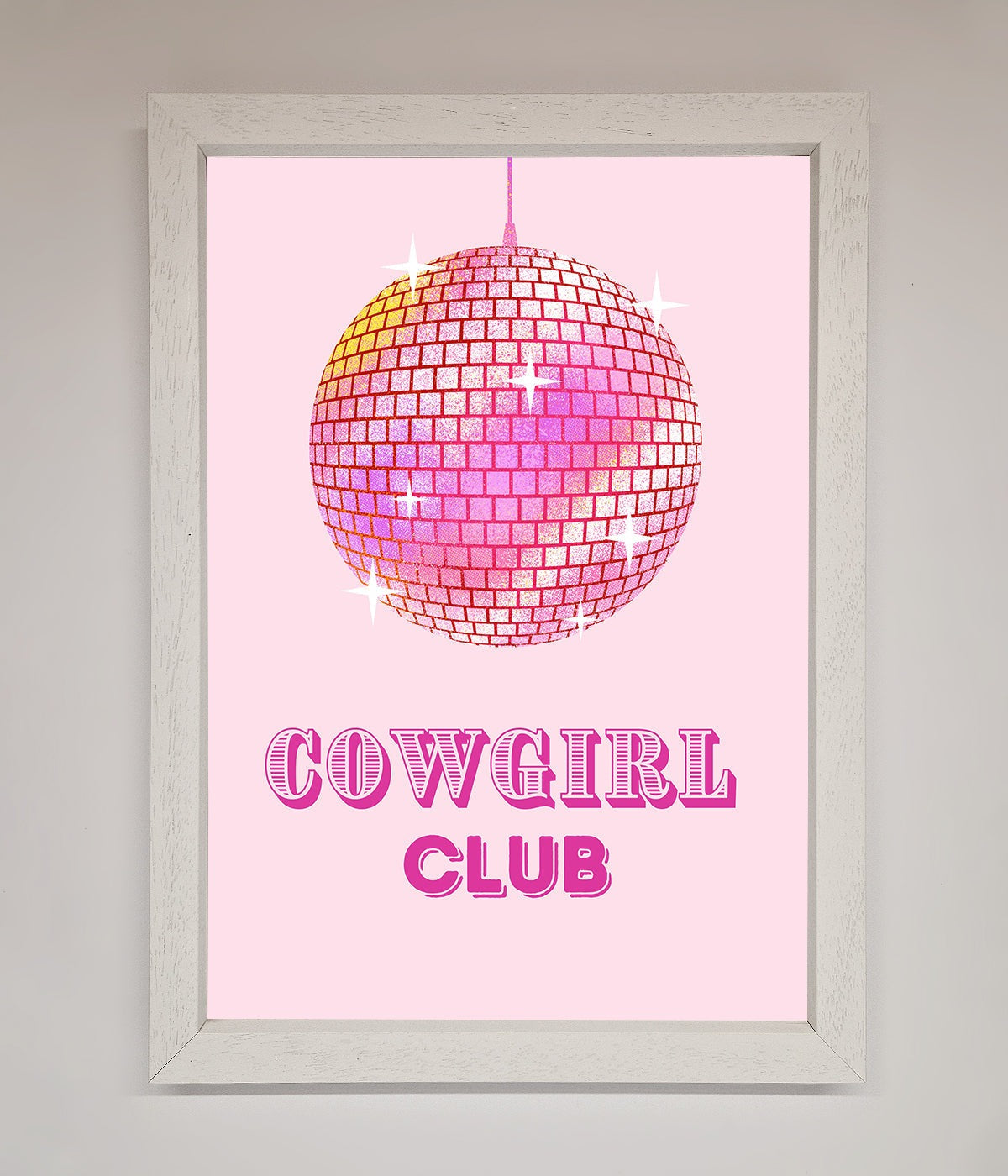 Cowgirl Club Disco Ball Framed Print print