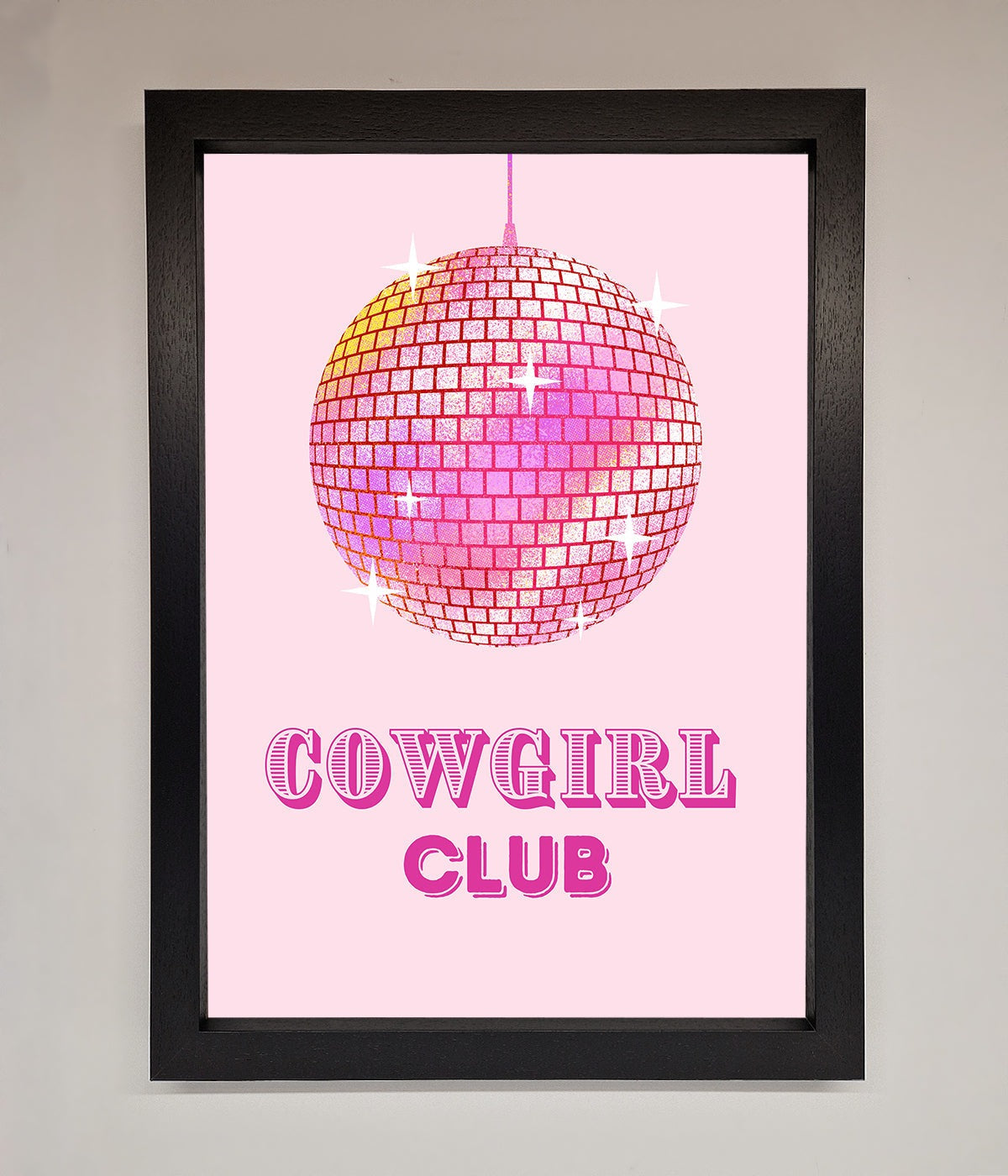 Cowgirl Club Disco Ball Framed Print print