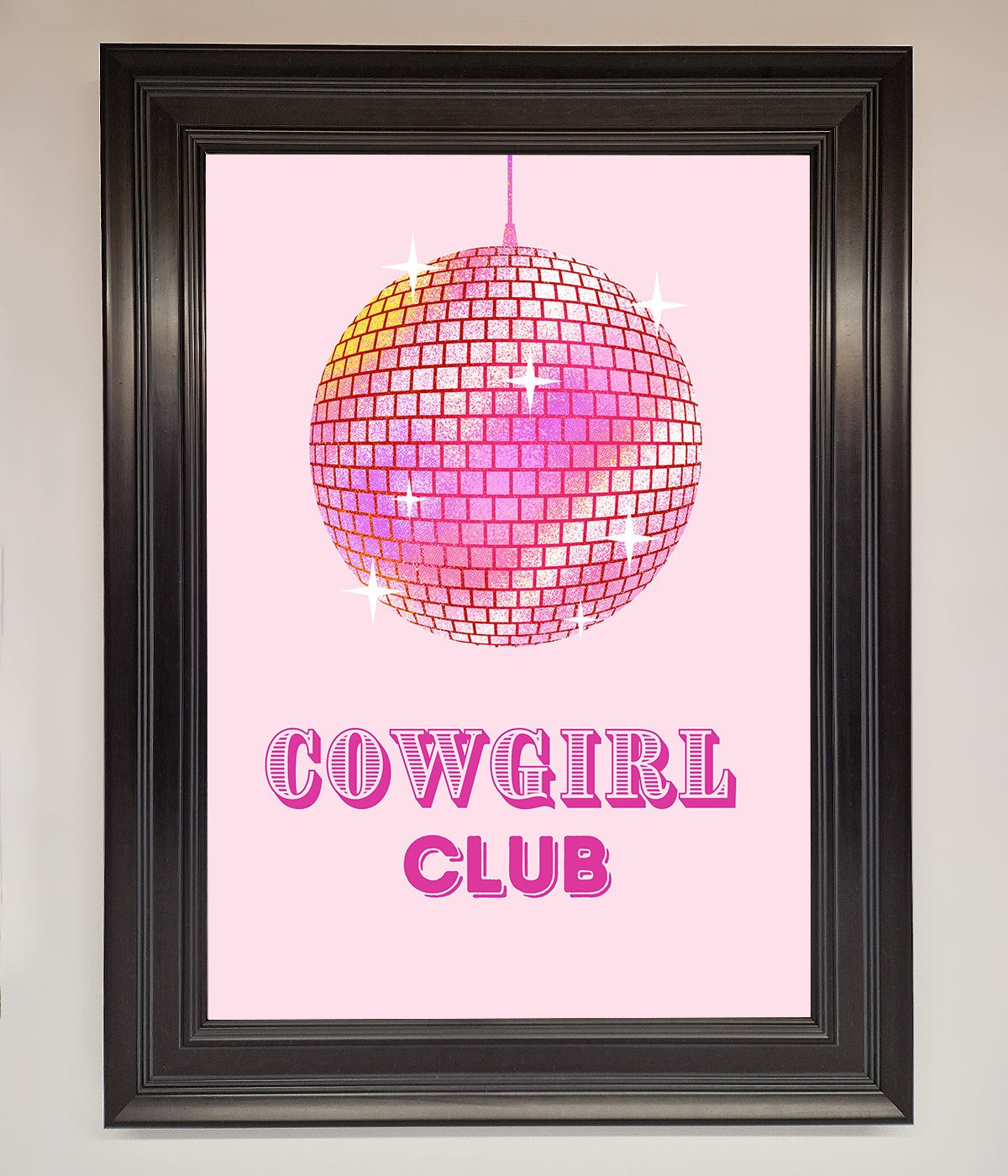 Cowgirl Club Disco Ball Framed Print print