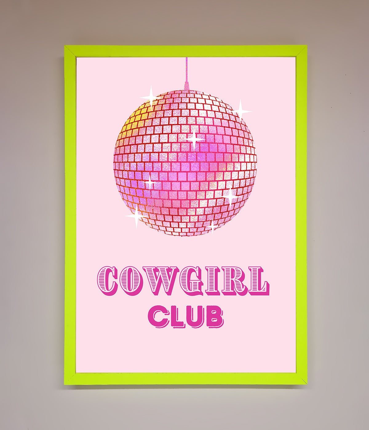 Cowgirl Club Disco Ball Framed Print print