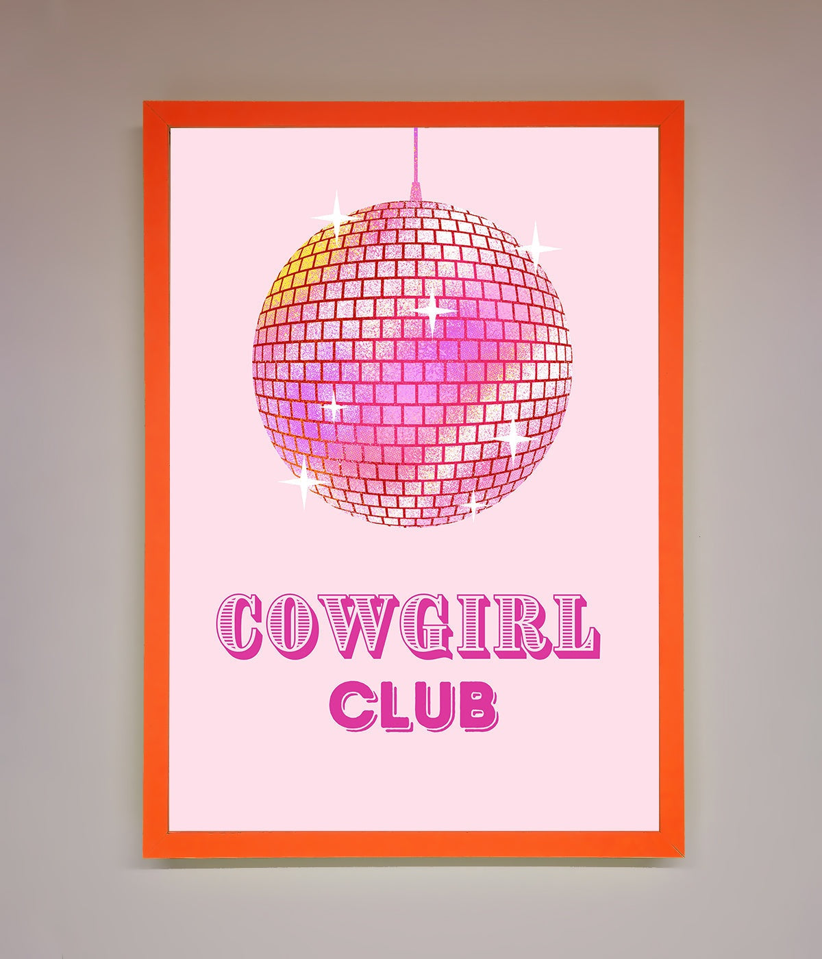 Cowgirl Club Disco Ball Framed Print print