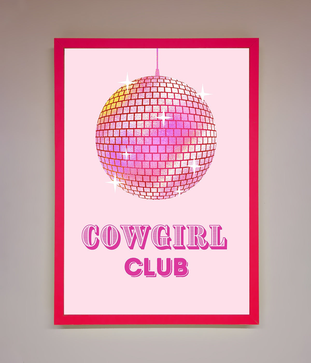 Cowgirl Club Disco Ball Framed Print print