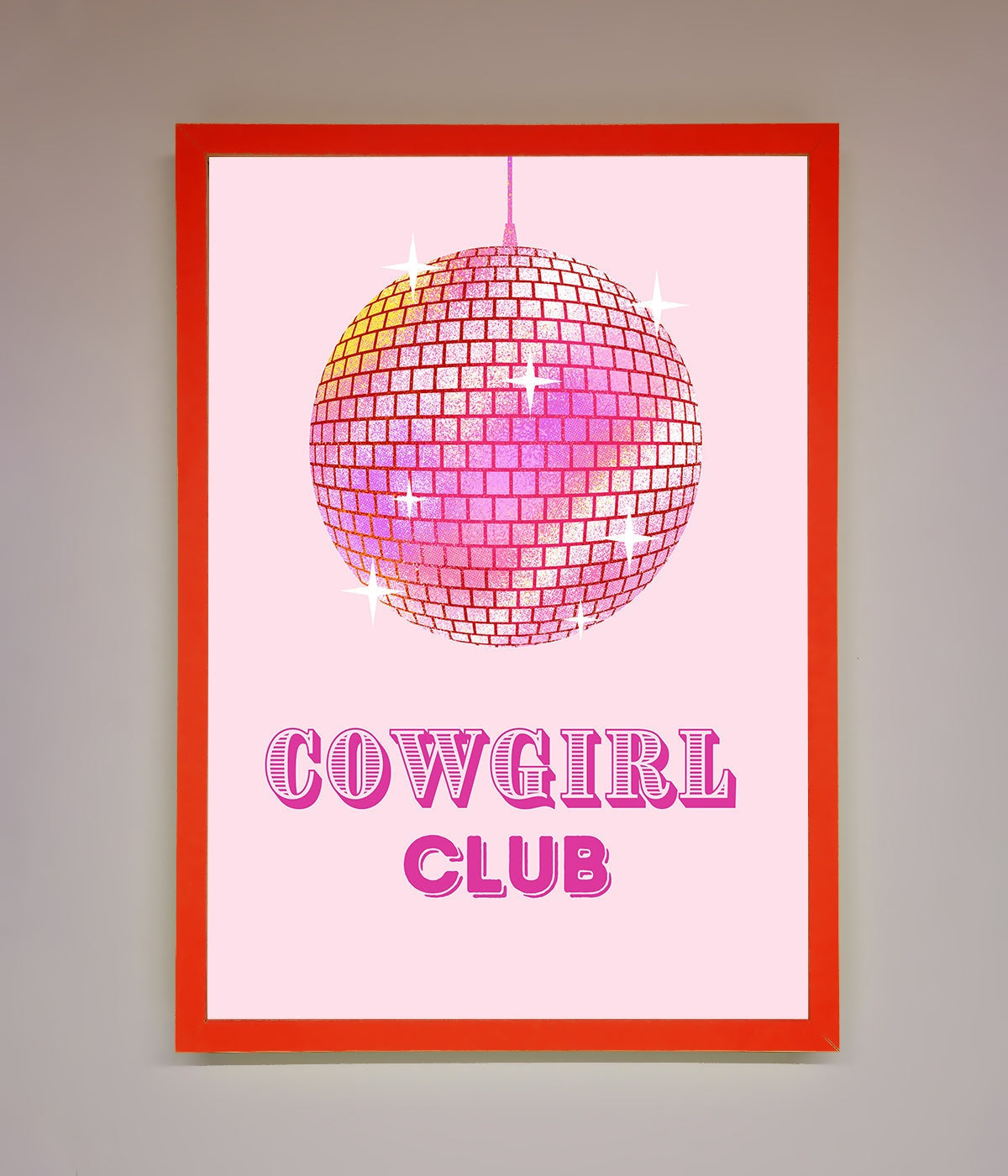 Cowgirl Club Disco Ball Framed Print print