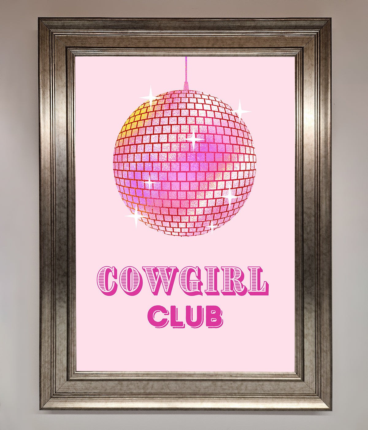 Cowgirl Club Disco Ball Framed Print print