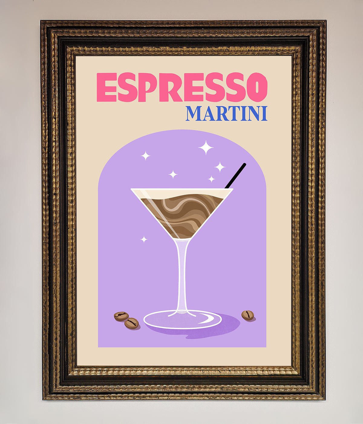 Espresso Martini Lilac Framed Print print