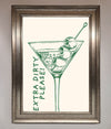 "Extra Dirty Please" framed cocktail poster for home decor.