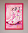 Floral Cowboy Boots Framed Poster print