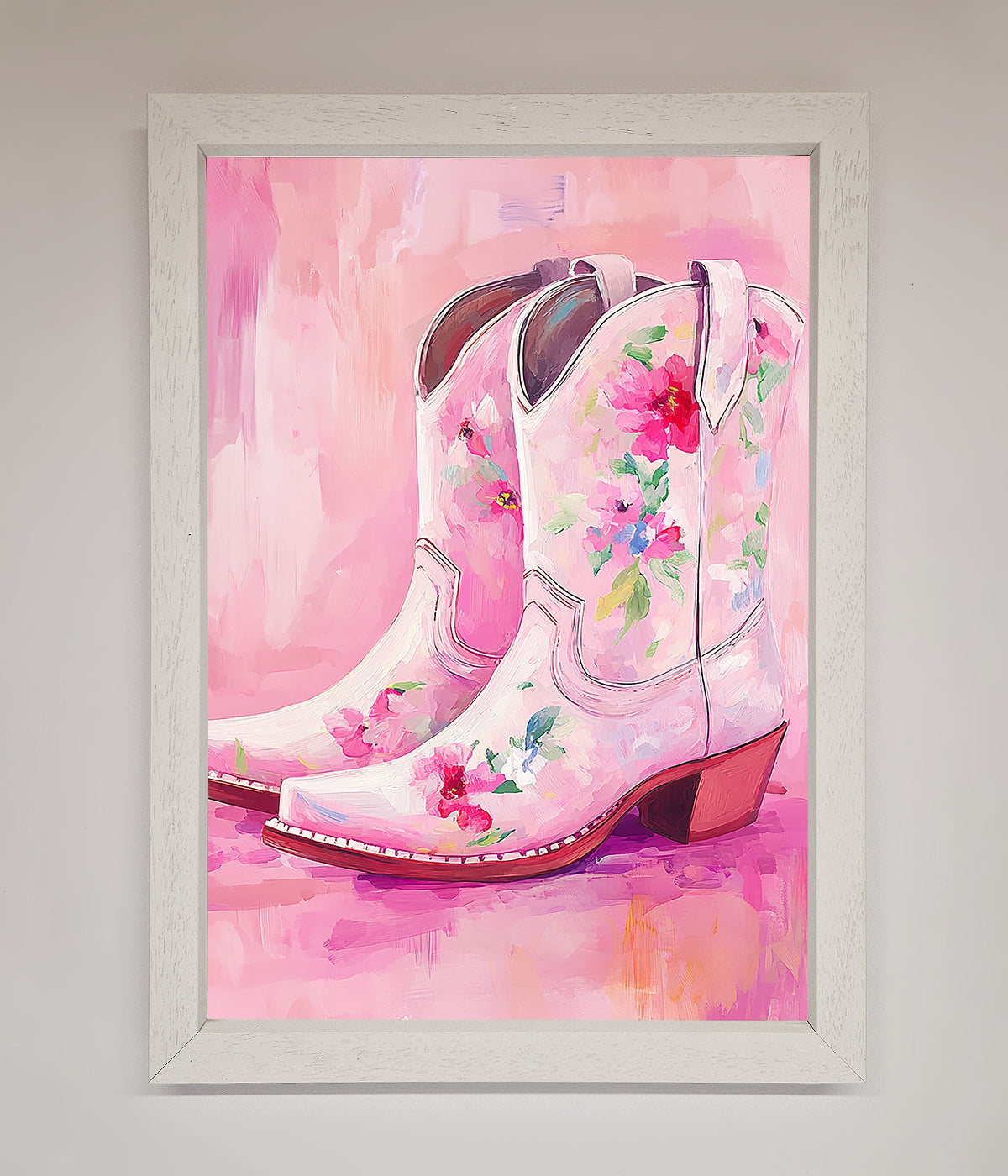 Floral Cowboy Boots Framed Poster print