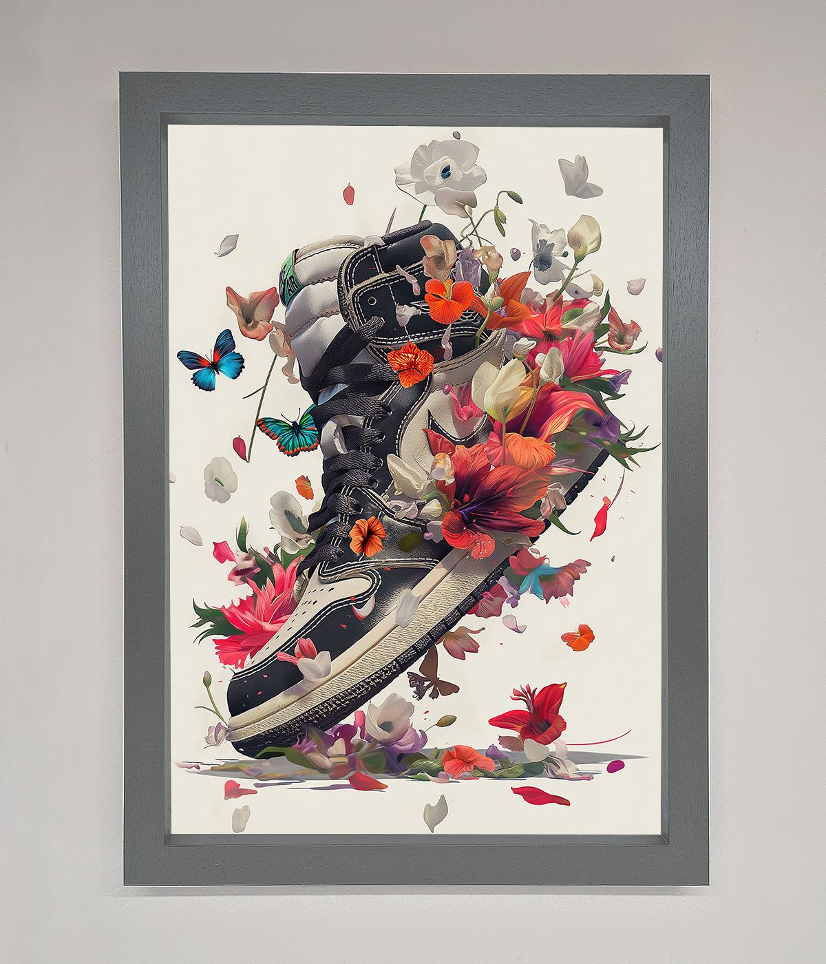 Floral Sneakers Framed Print print