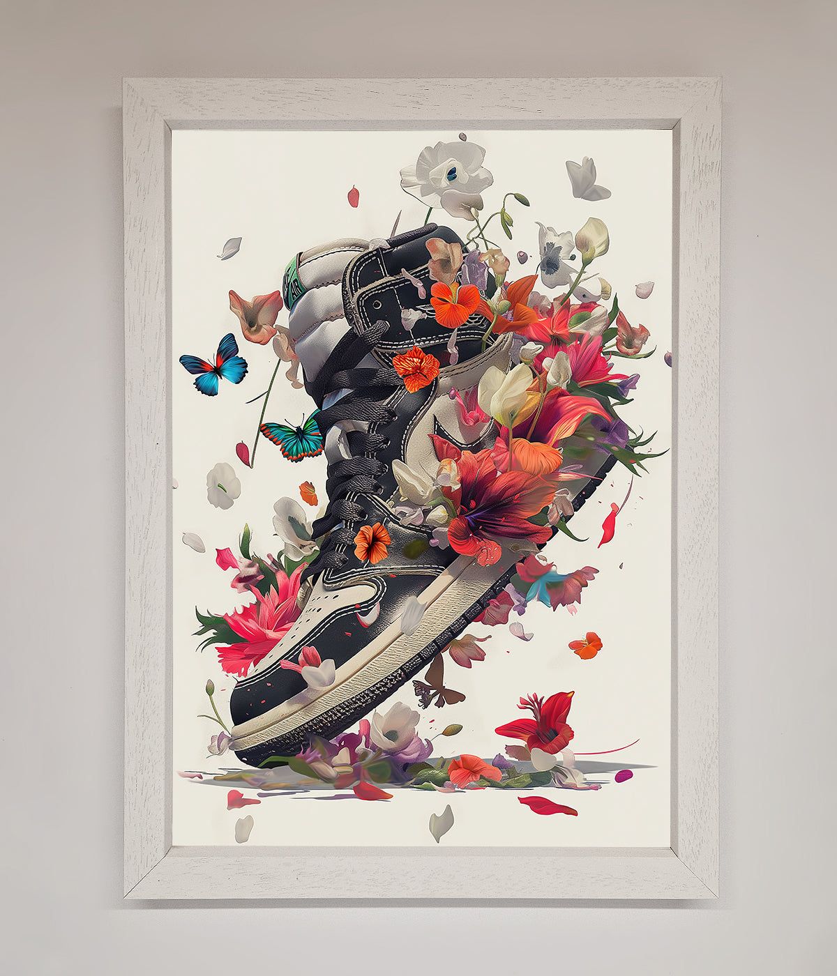 Floral Sneakers Framed Print print