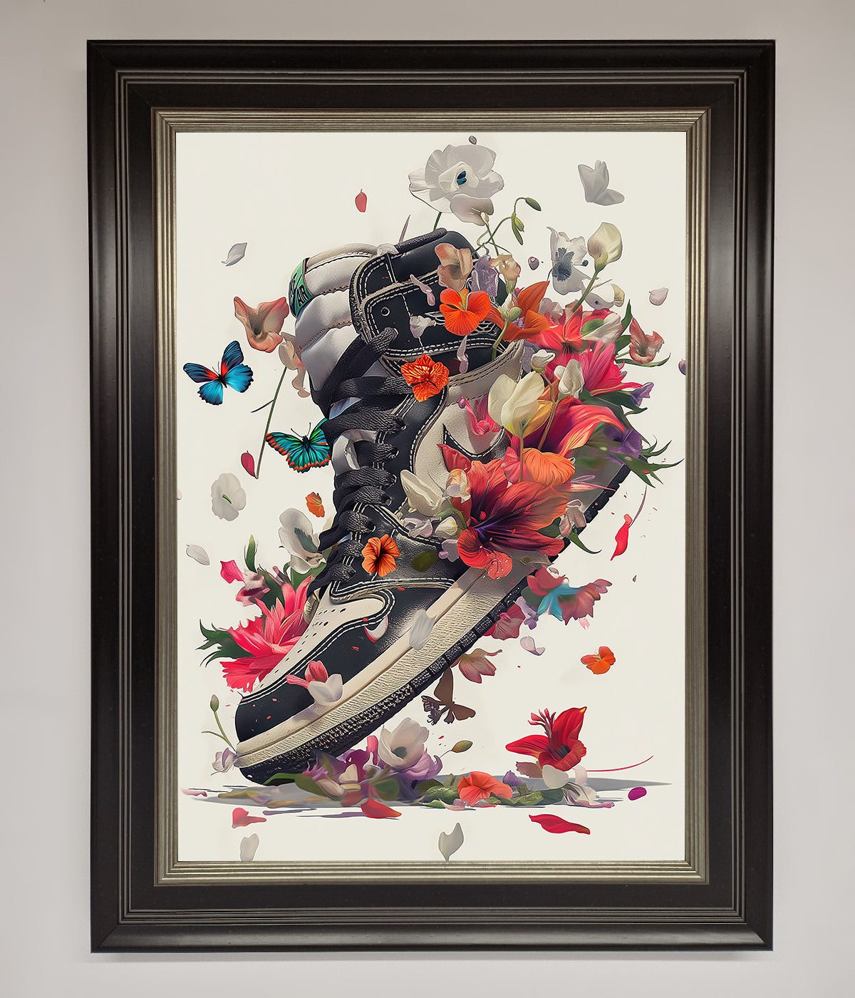 Floral Sneakers Framed Print print