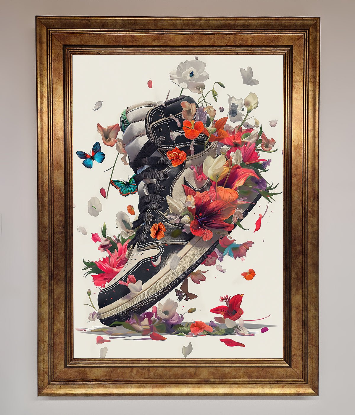 Floral Sneakers Framed Print print