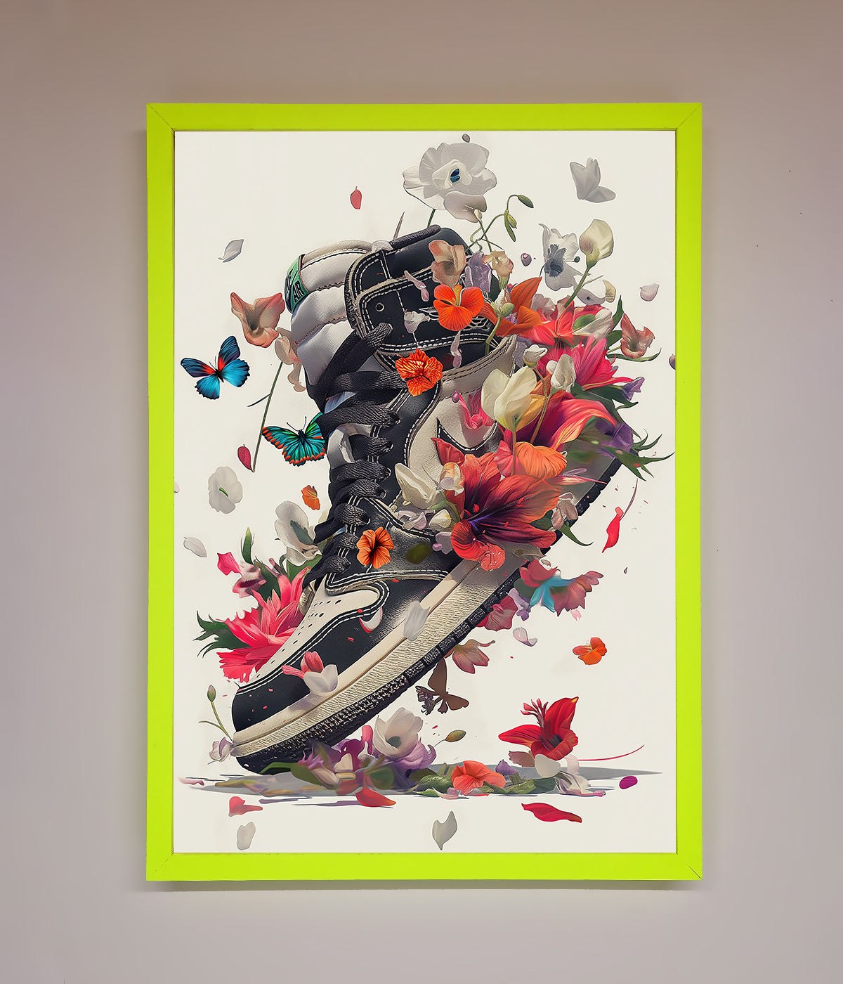 Floral Sneakers Framed Print print