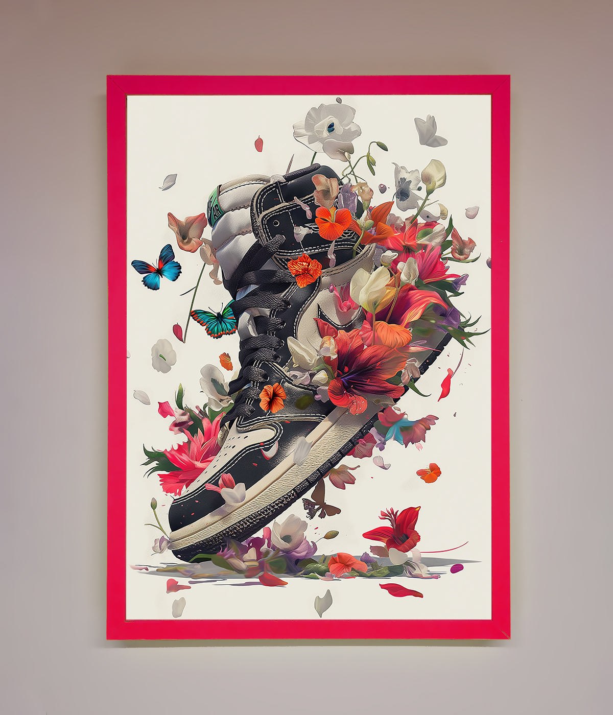 Floral Sneakers Framed Print print