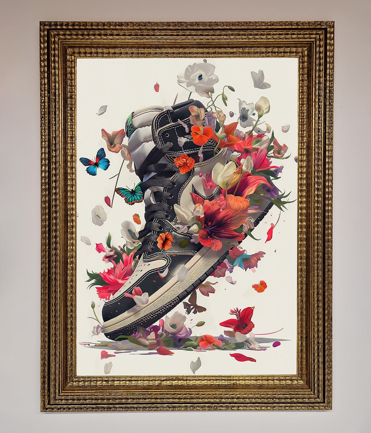 Floral Sneakers Framed Print print