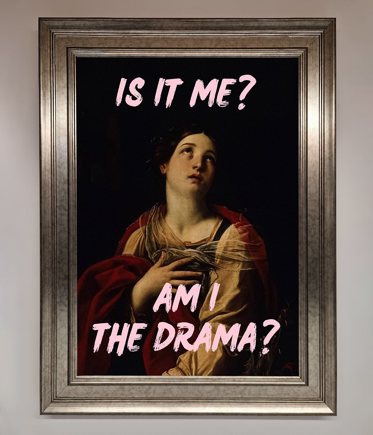 Is It Me Am I The Drama framed print featuring a contemplative figure in classical style.