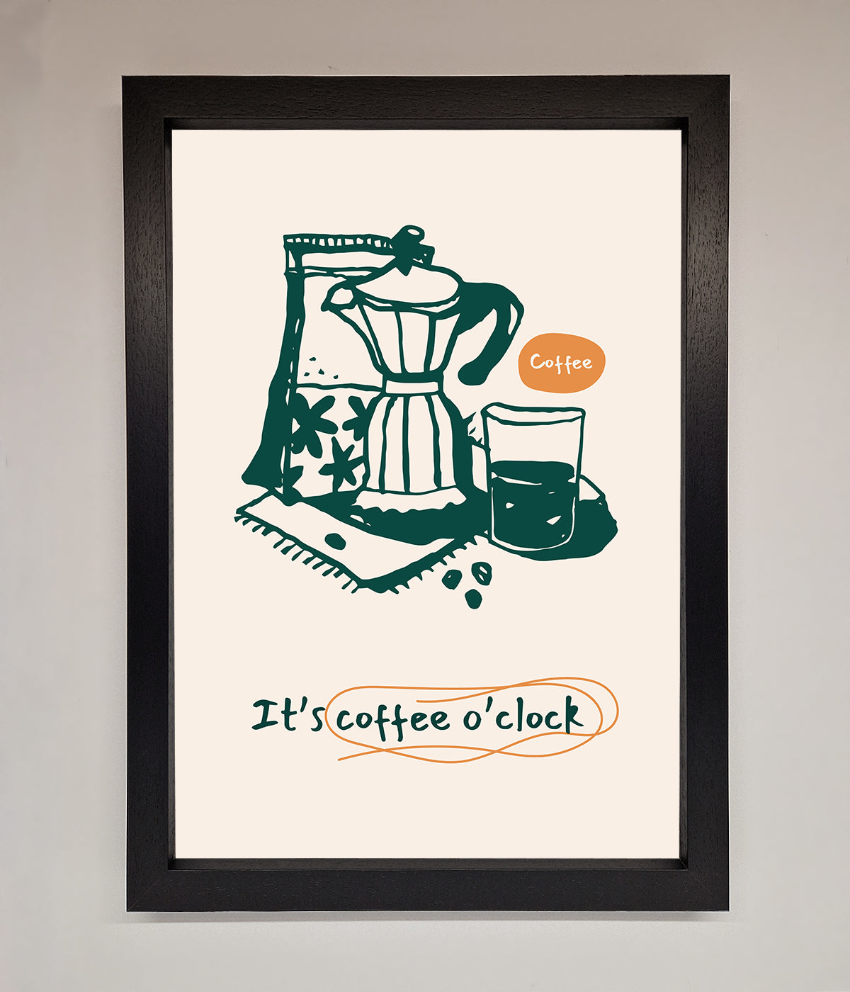 Its Coffee O Clock Framed Wall Art print