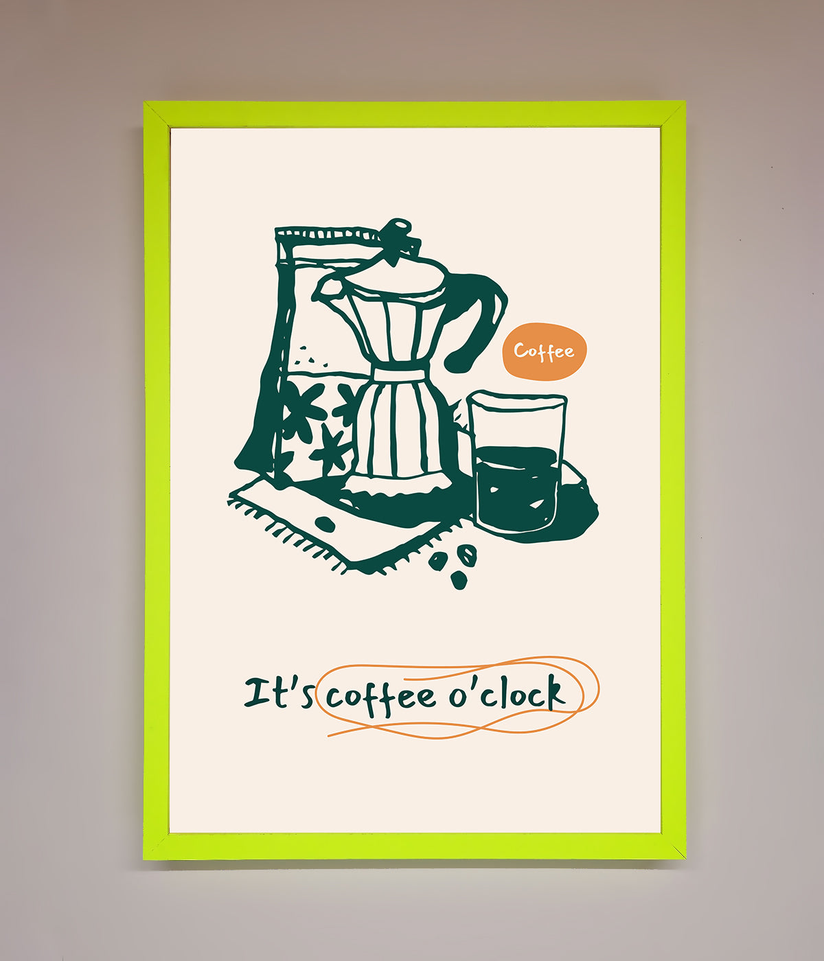 Its Coffee O Clock Framed Wall Art print