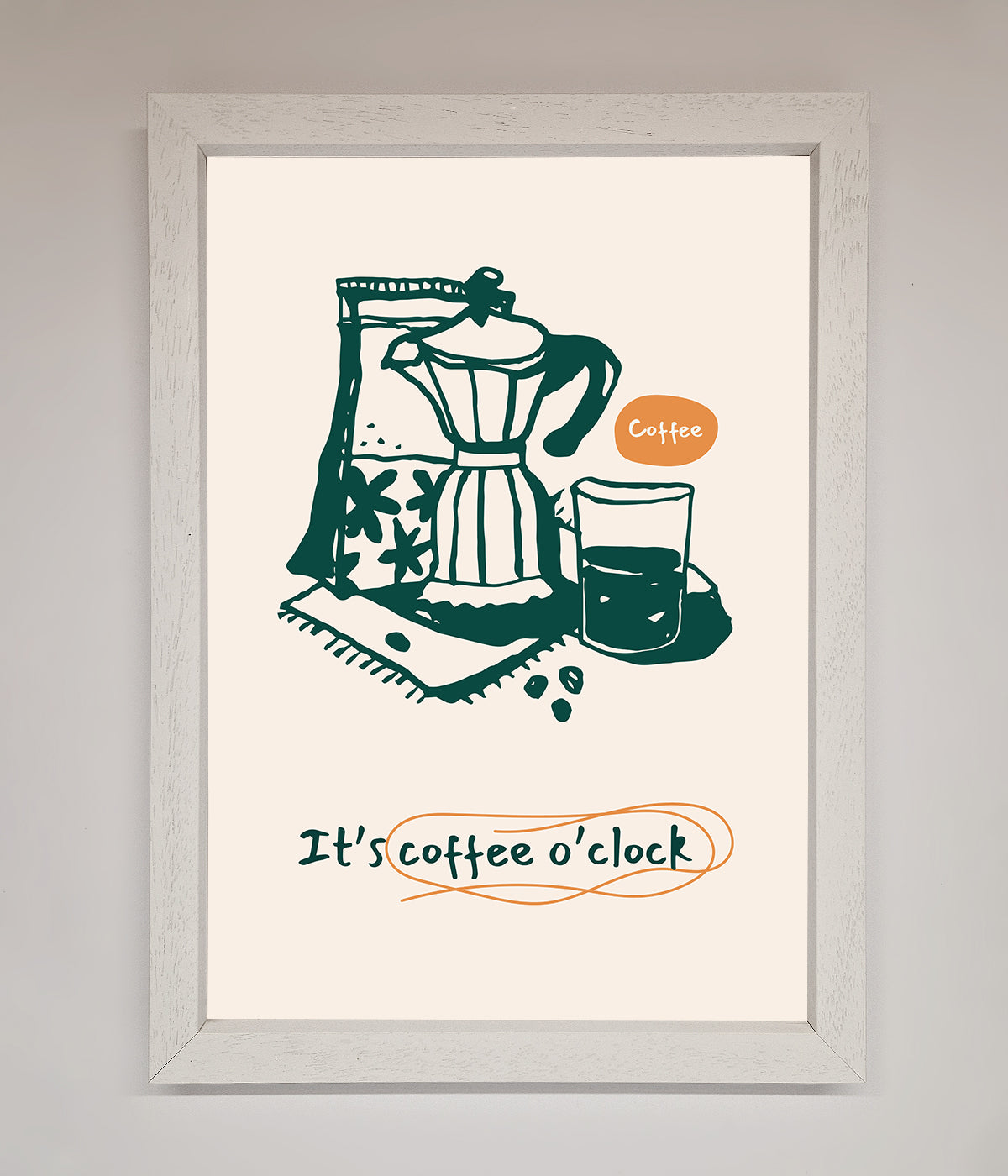 Its Coffee O Clock Framed Wall Art print