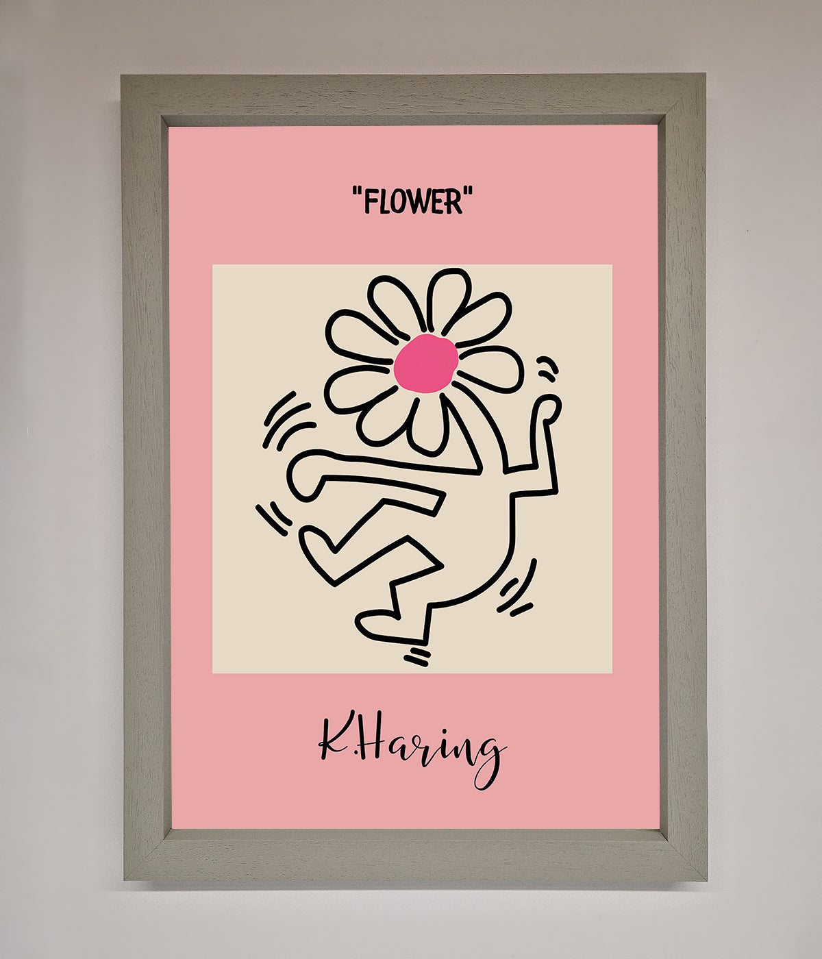 Keith Haring Flower Pink Framed Poster print