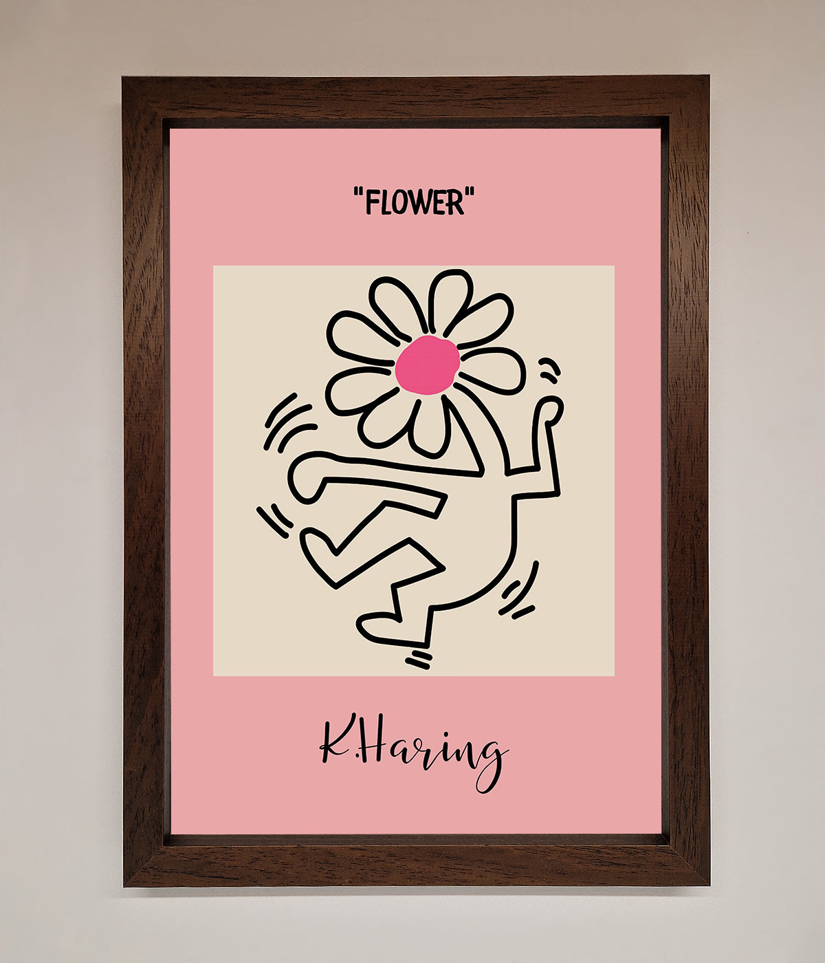 Keith Haring Flower Pink Framed Poster print