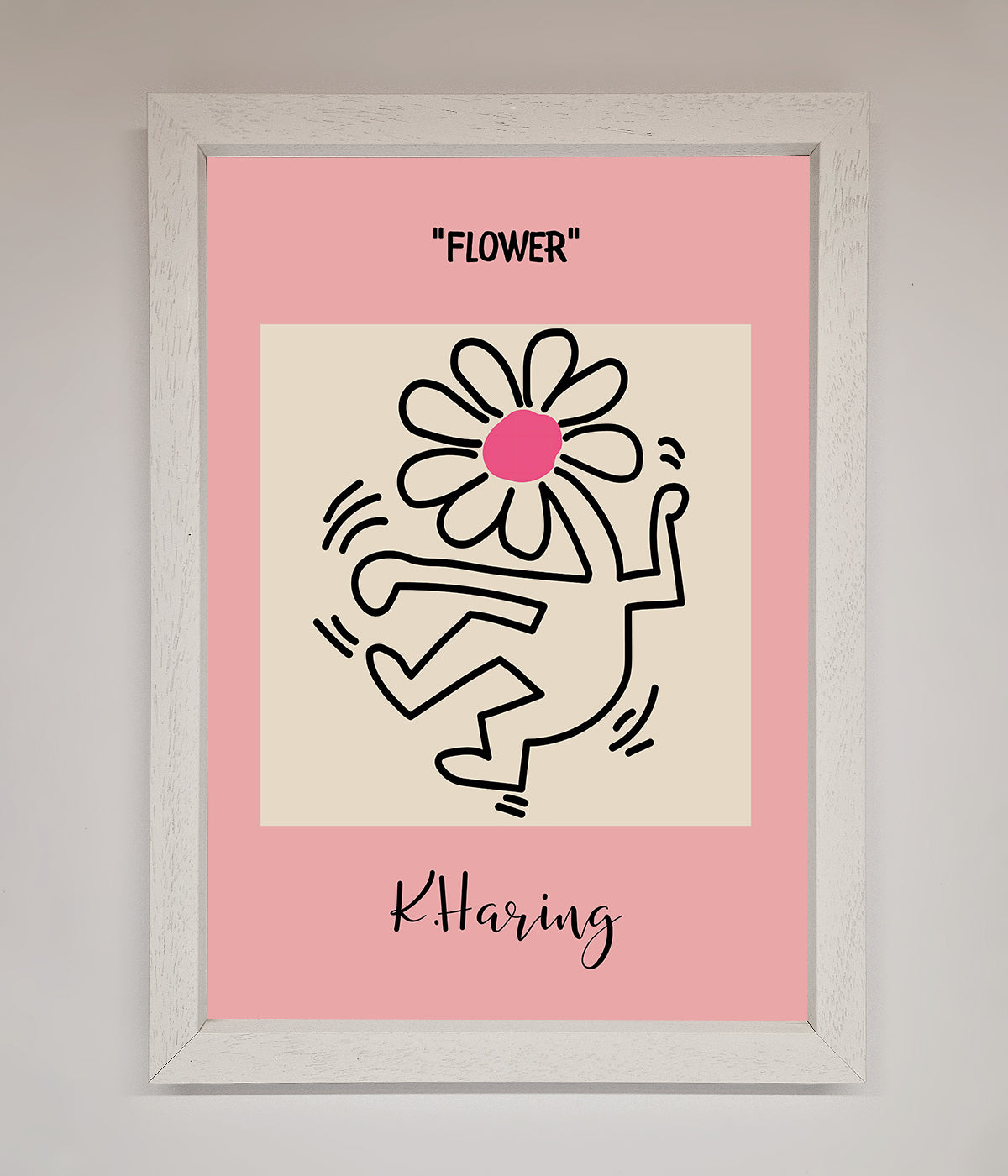 Keith Haring Flower Pink Framed Poster print