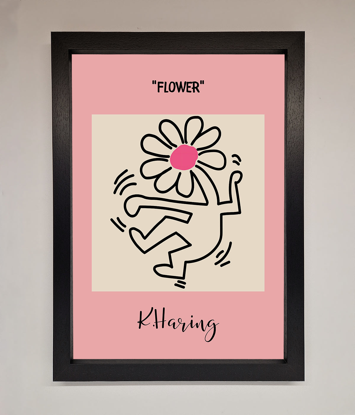 Keith Haring Flower Pink Framed Poster print